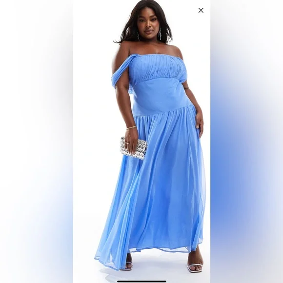 ASOS Curve | Dresses | Asos Curve Draped Off The Shoulder Drop Waist Maxi  Dress | Poshmark